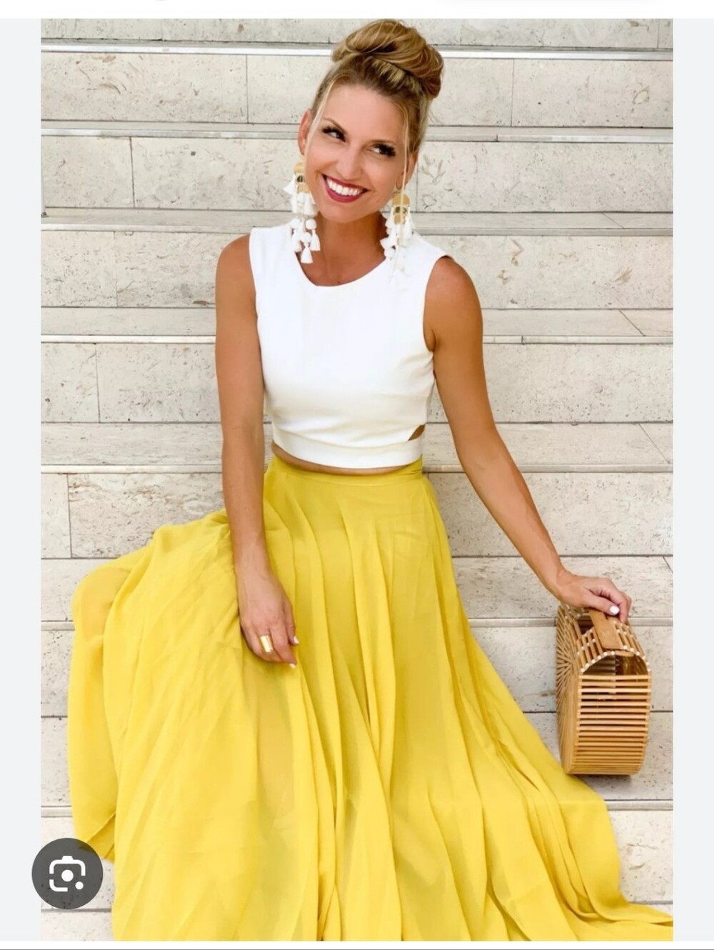 Chicwish ChiffonBright Yellow Skirt with Clean Waistband